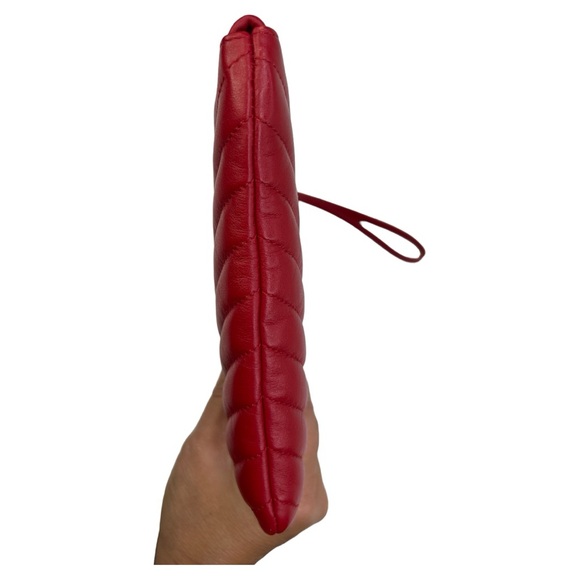 SAINT LAURENT YSL MONOGRAM ROUGE EROS MATELASSE CALFSKIN WRISTLET POUCH/CLUTCH - Picture 7 of 16